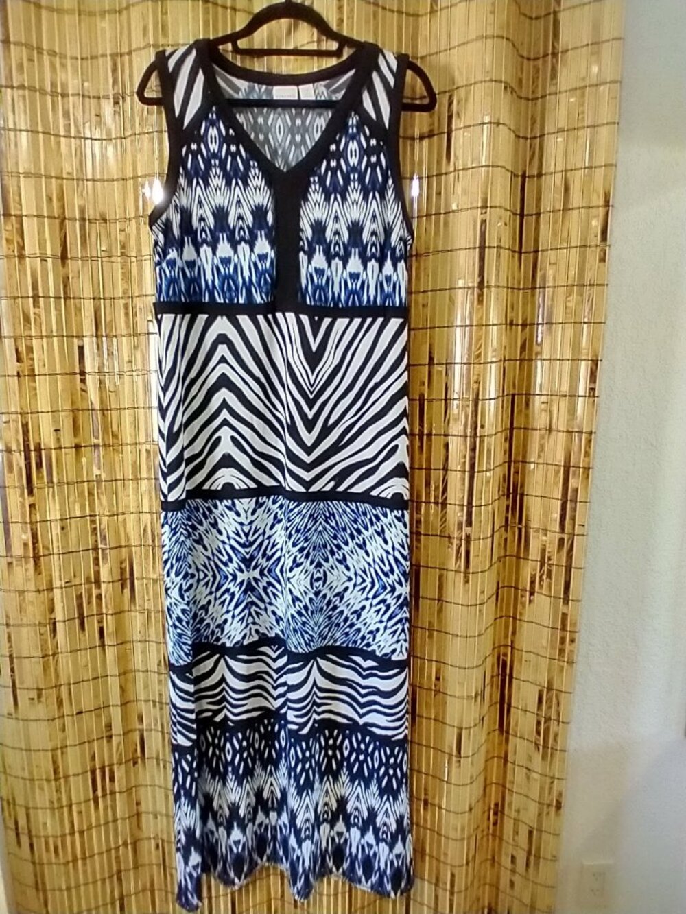 Chico's Mixed Print Ikat & Zebra Sleeveless Maxi Dress